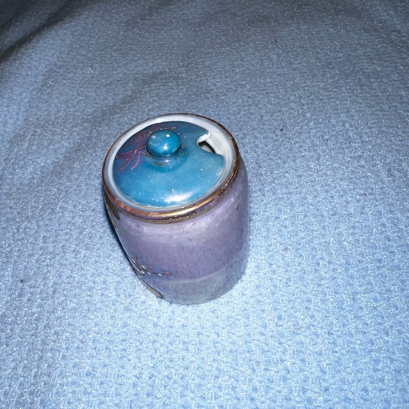 Rare Vintage Condiment Salt Shaker Holder Lusterware Hand Painted Japan - Picture 10 of 16